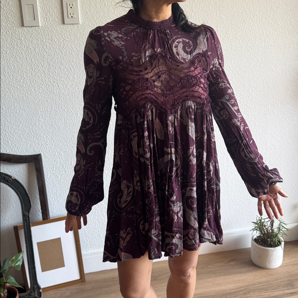 Free People Plum Paisley Gauze dress/top